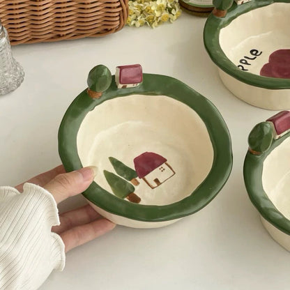 Mini House & Apple Ceramic Bowl