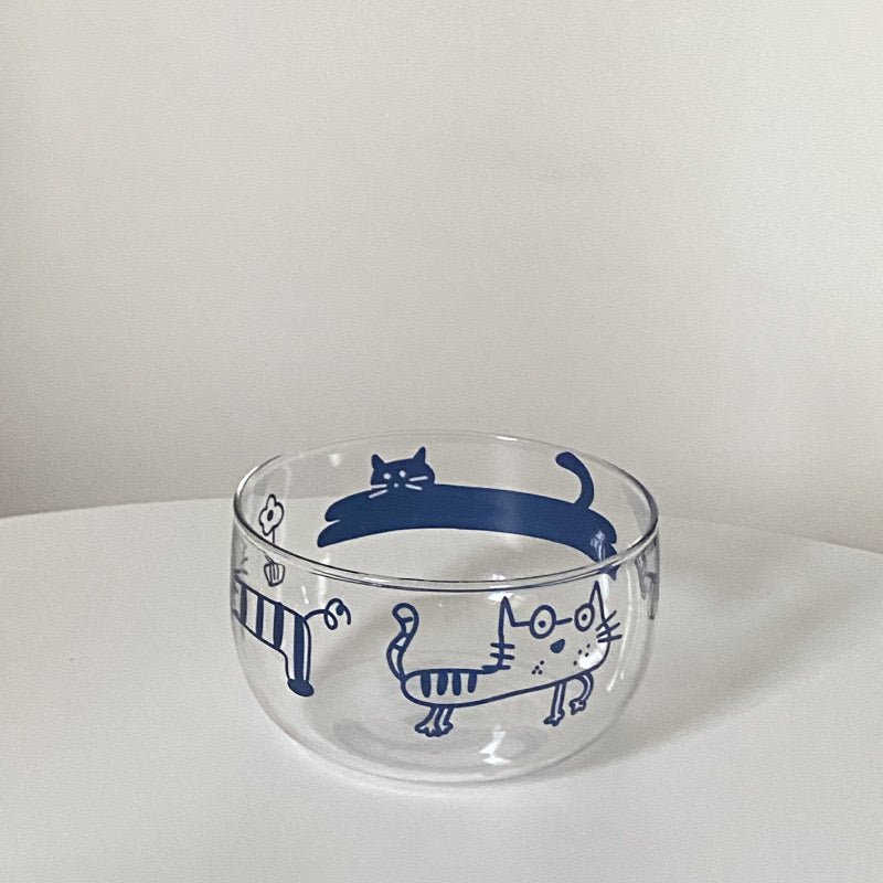 Blue Cat Glass Bowl