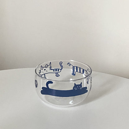 Blue Cat Glass Bowl