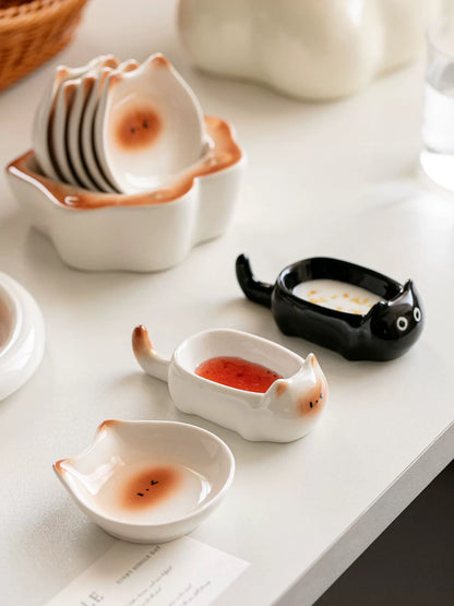 Cat-Shaped Ceramic Sauce Dish