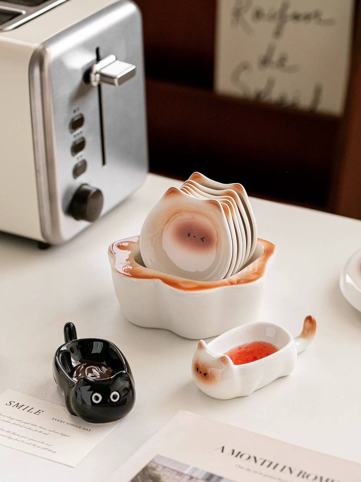 Cat-Shaped Ceramic Sauce Dish