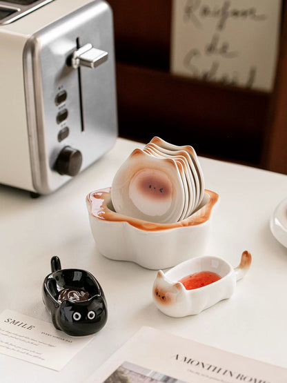 Cat-Shaped Ceramic Sauce Dish