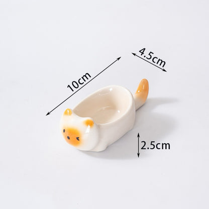 Cat-Shaped Ceramic Sauce Dish