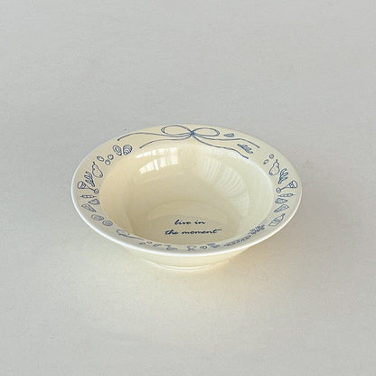 Cream Blue Line Ceramic Bowl