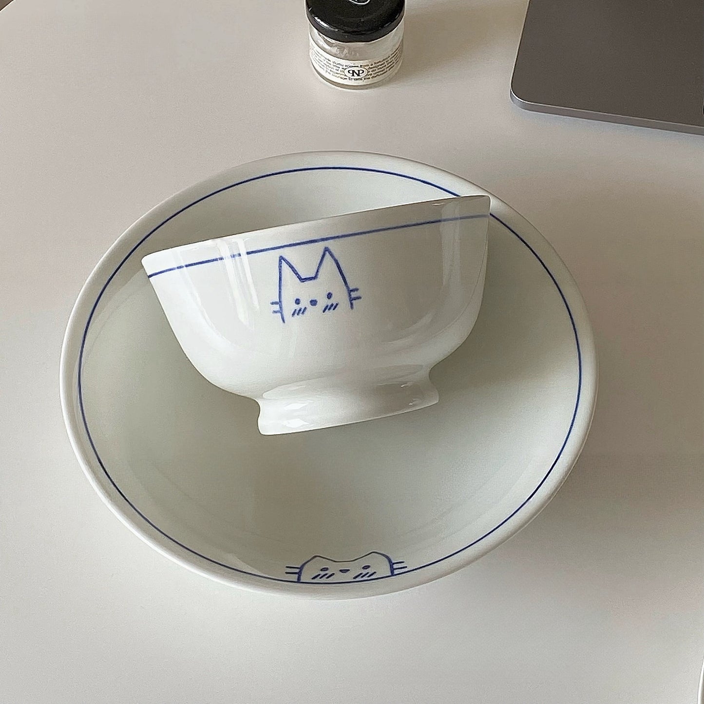 Blue Line Cat & Polar Bear Sketch Ceramic Tableware Series