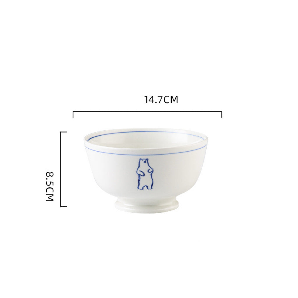 Blue Line Cat & Polar Bear Sketch Ceramic Tableware Series