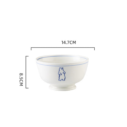 Blue Line Cat & Polar Bear Sketch Ceramic Tableware Series