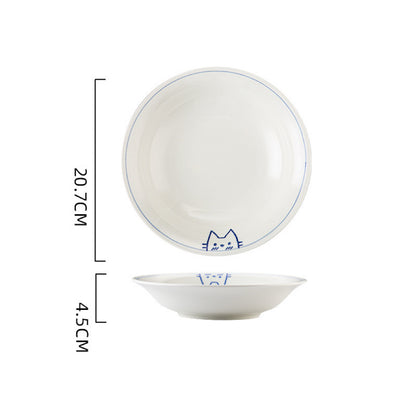 Blue Line Cat & Polar Bear Sketch Ceramic Tableware Series
