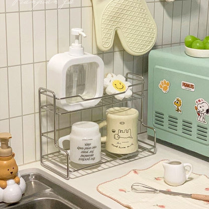 Stainless Steel Iron Double-Layer Storage Rack