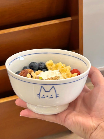 Blue Line Cat & Polar Bear Sketch Ceramic Tableware Series