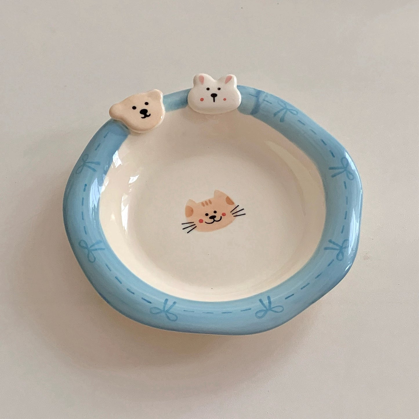 Cute Animal Blue-Edge Ceramic Tableware Series (Sold Individually)