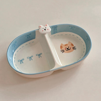 Cute Animal Blue-Edge Ceramic Tableware Series (Sold Individually)