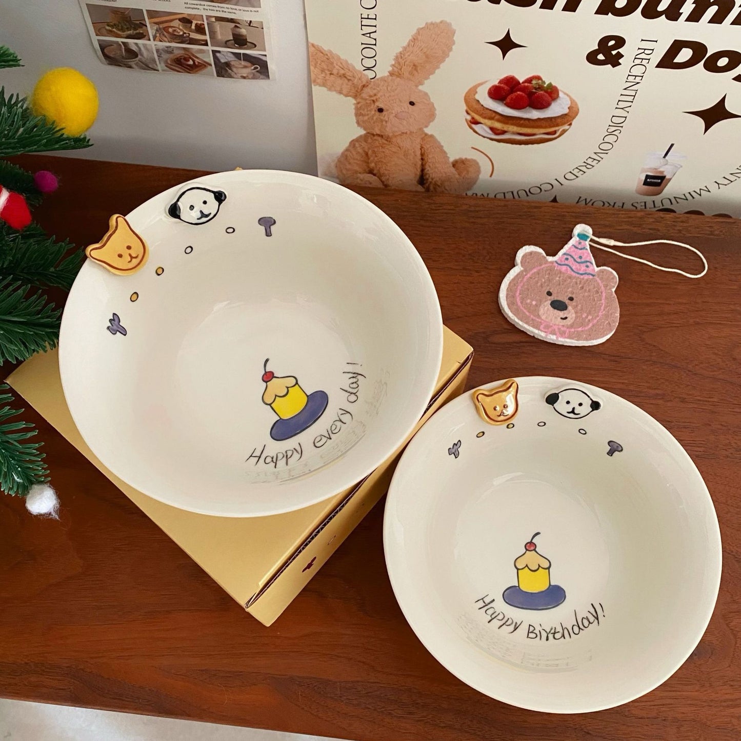 Happy Birthday Puppy Ceramic Bowl (Gift Box Set)