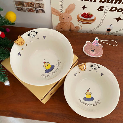 Happy Birthday Puppy Ceramic Bowl (Gift Box Set)