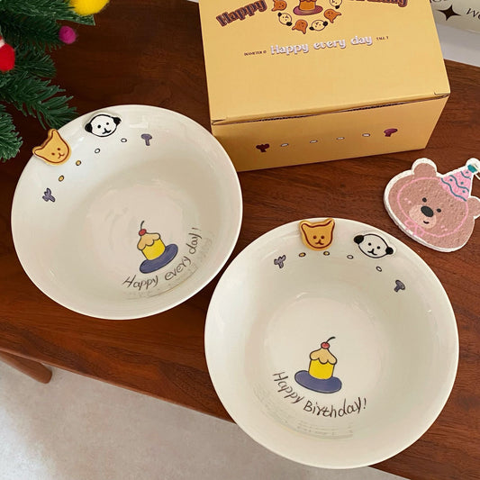 Happy Birthday Puppy Ceramic Bowl (Gift Box Set)