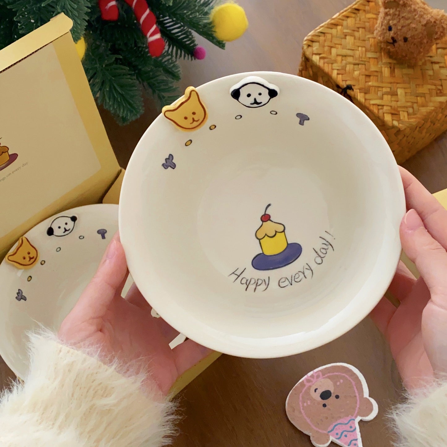 Happy Birthday Puppy Ceramic Bowl (Gift Box Set)