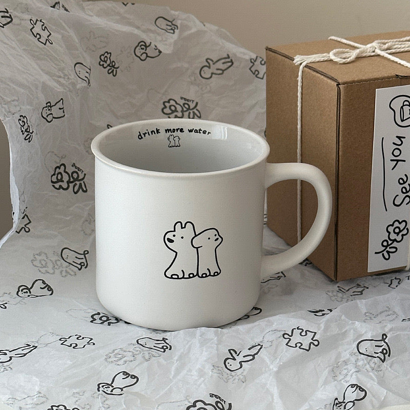Black&White Puppy Couple Mug Cup