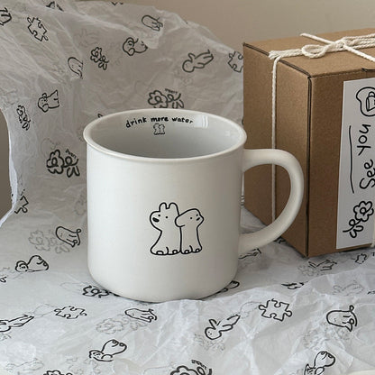 Black&White Puppy Couple Mug Cup