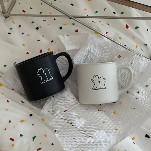 Black&White Puppy Couple Mug Cup