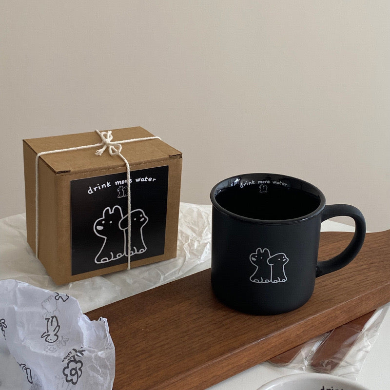 Black&White Puppy Couple Mug Cup