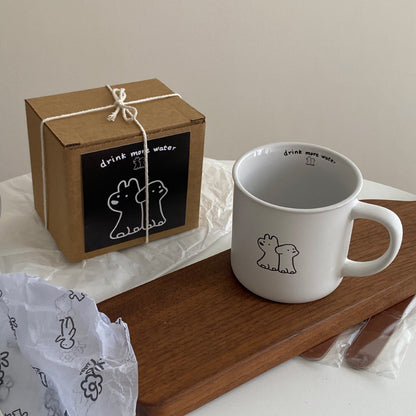 Black&White Puppy Couple Mug Cup