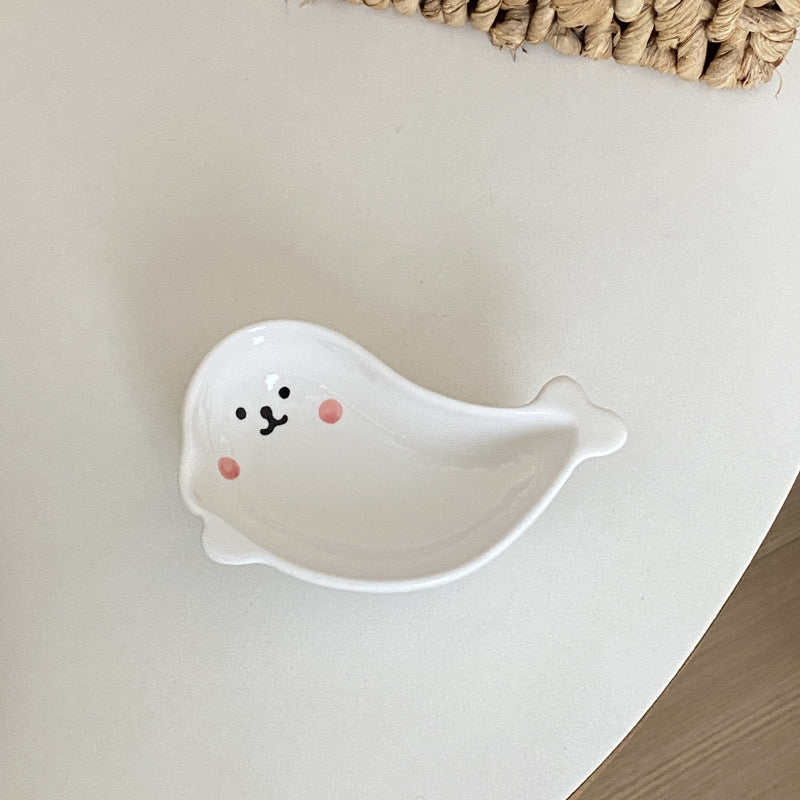 Cute Shaped Embossed Ceramic Sauce Dish