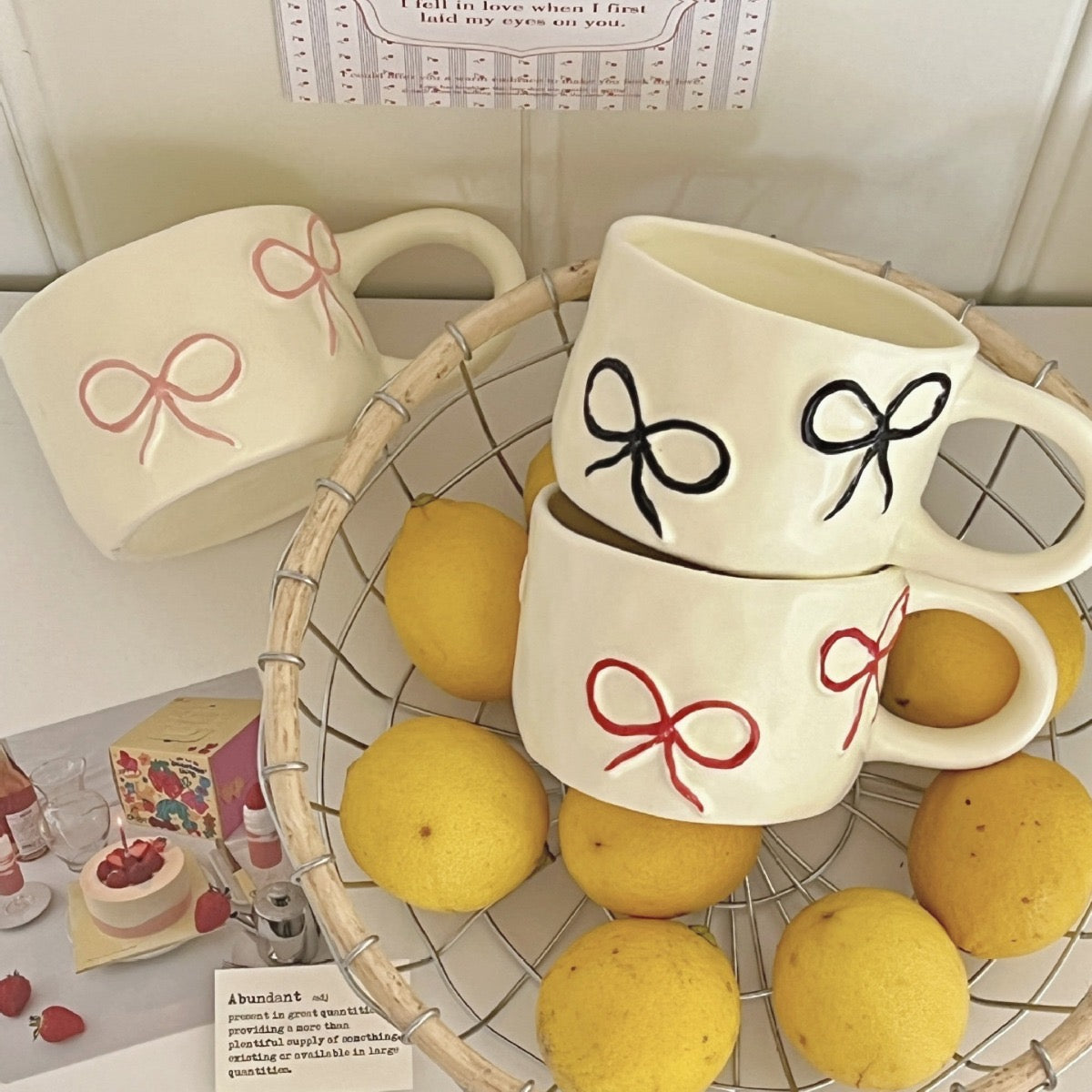 Pink Bow Handcrafted Mug
