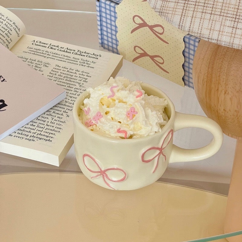 Pink Bow Handcrafted Mug