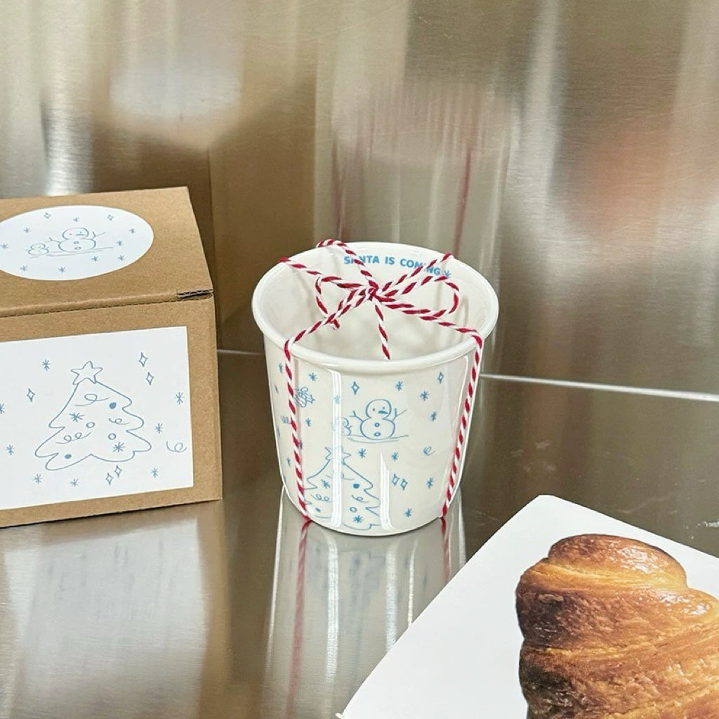 Winter Blue Line Art Ceramic Cup