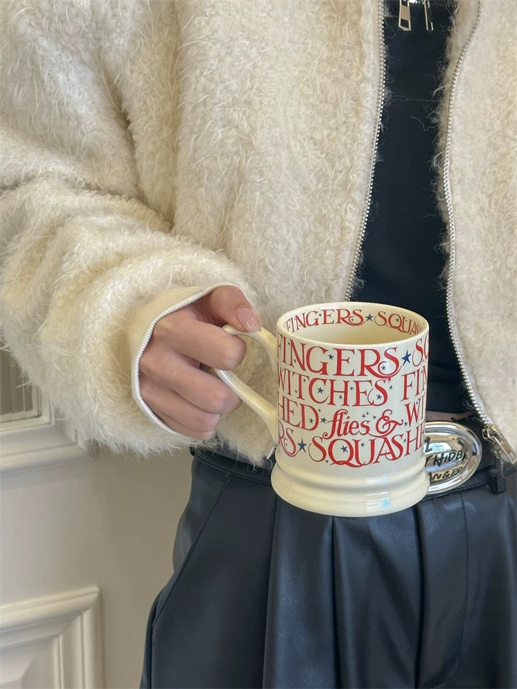 Vintage Red Lettering Ceramic Tableware