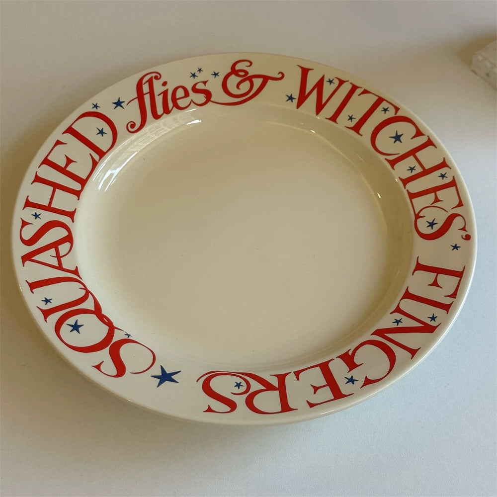 Vintage Red Lettering Ceramic Tableware