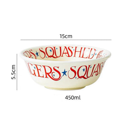Vintage Red Lettering Ceramic Tableware