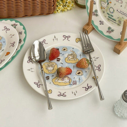 Relaxing Cat Breakfast Ceramic Plate