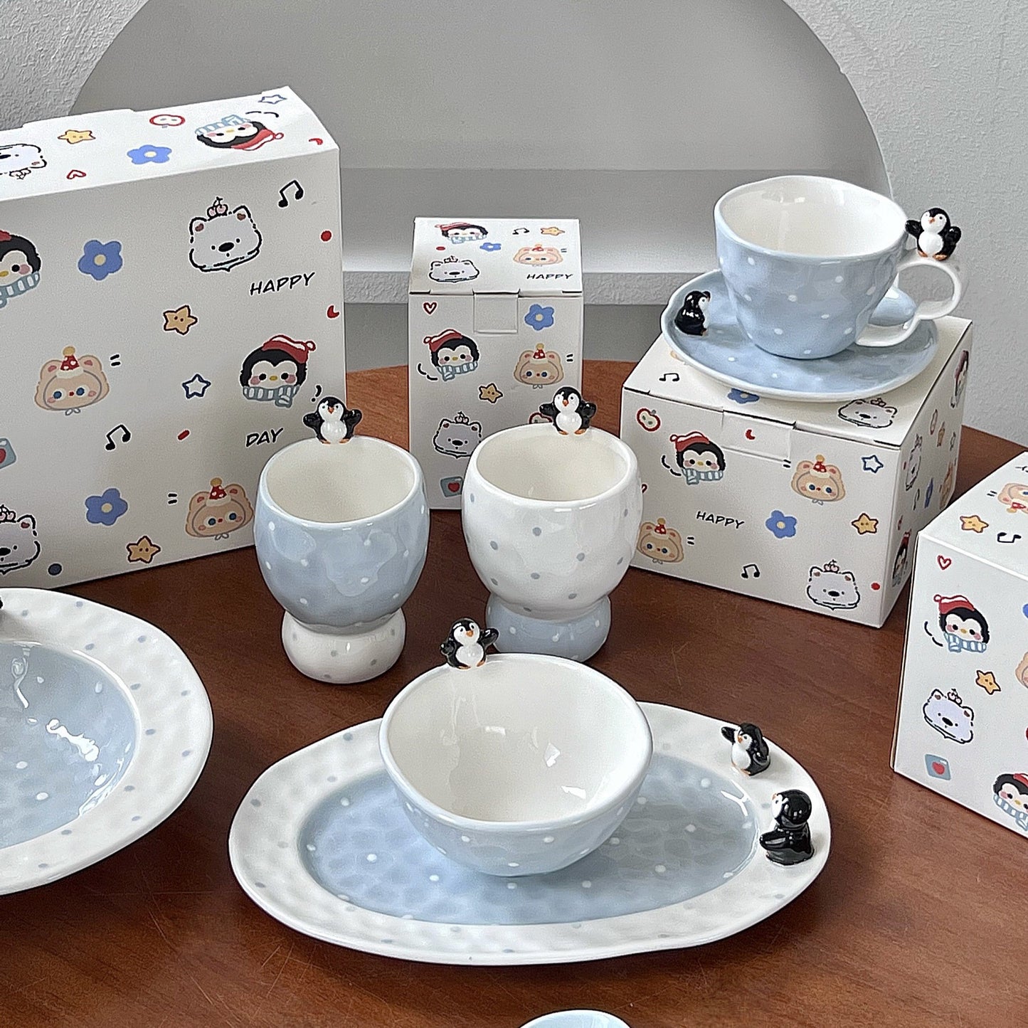 Penguin Polka Dot Ceramic Tableware