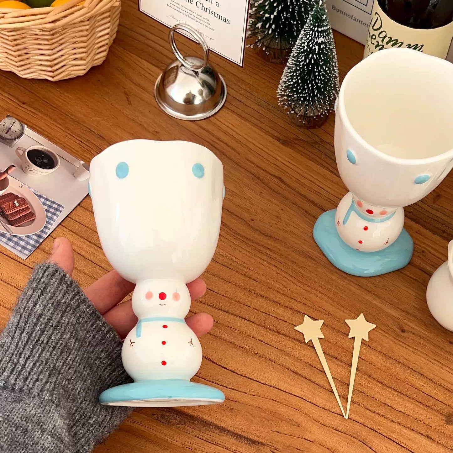 Snowman & Santa Claus Goblet with Gift Bag