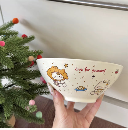 Cute Animal Illustration Ceramic Bowl