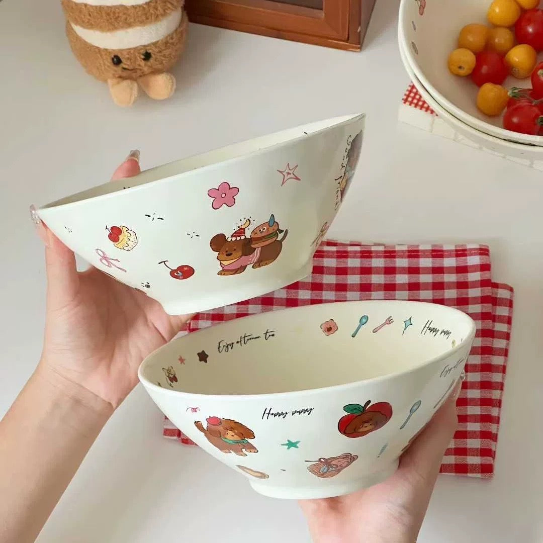 Cute Animal Illustration Ceramic Bowl