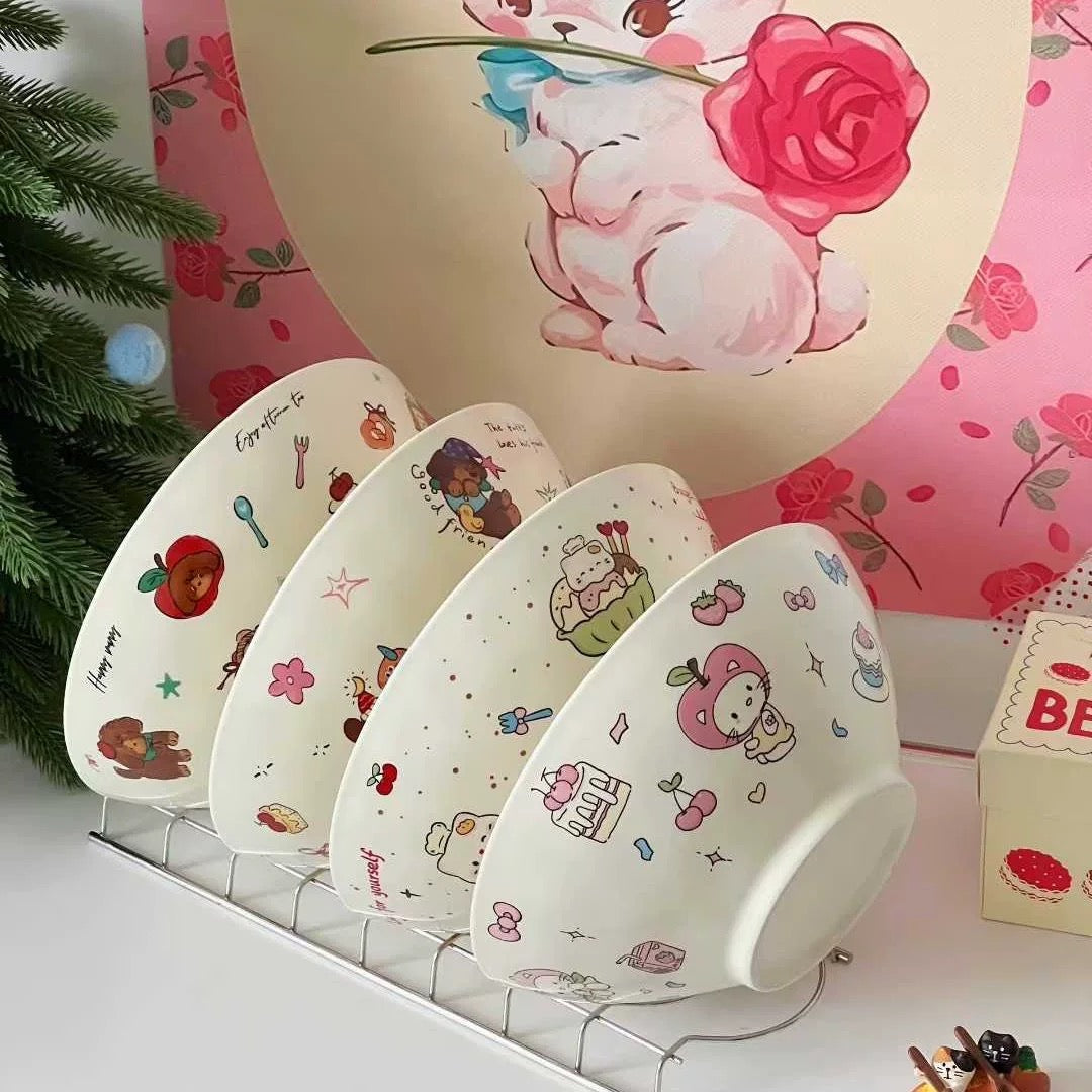Cute Animal Illustration Ceramic Bowl