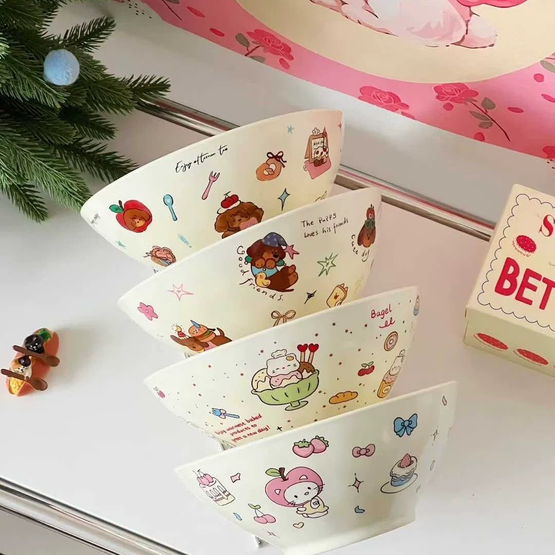 Cute Animal Illustration Ceramic Bowl