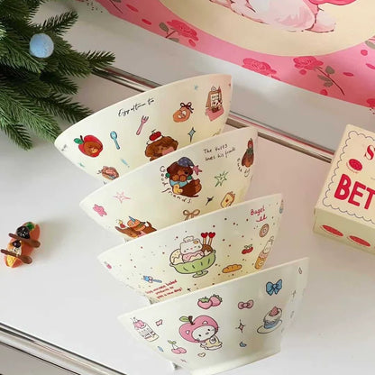 Cute Animal Illustration Ceramic Bowl