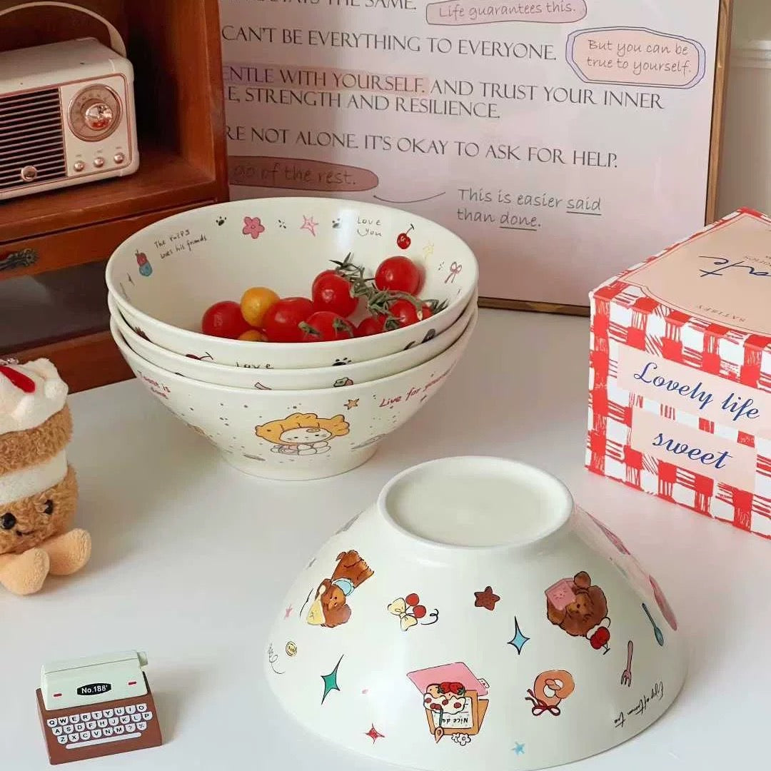 Cute Animal Illustration Ceramic Bowl