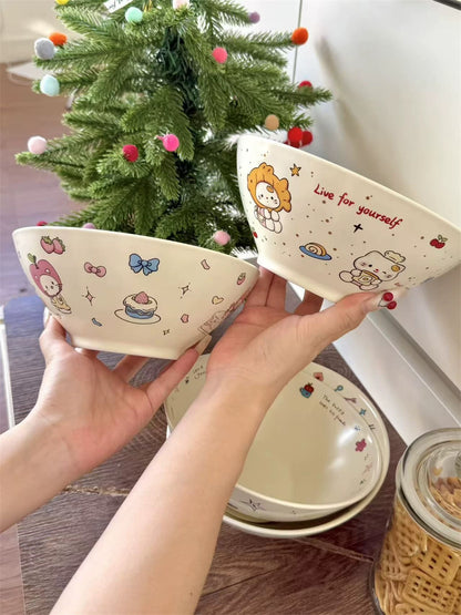 Cute Animal Illustration Ceramic Bowl