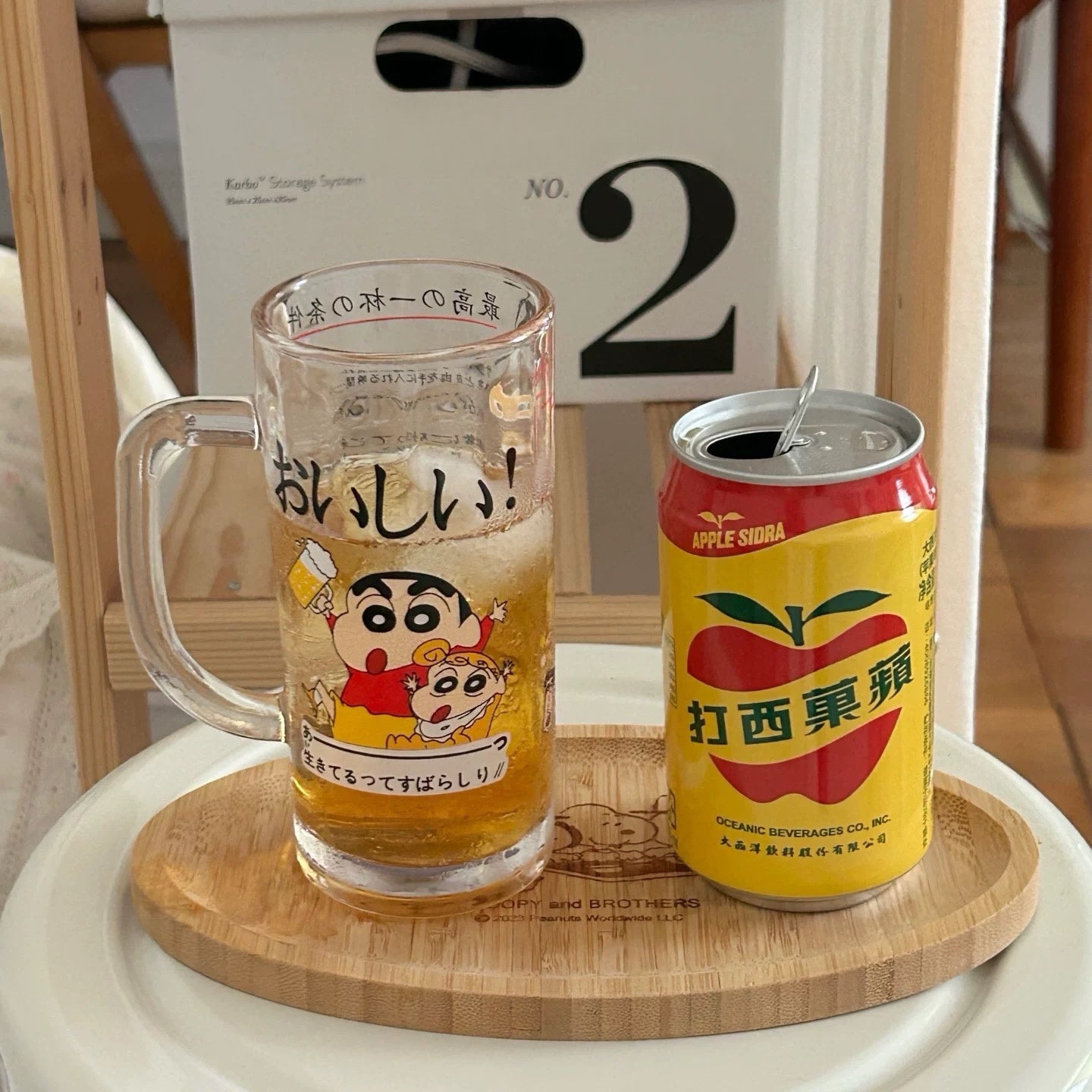 Crayon-Style Japanese Cartoon Beer Glass Mug