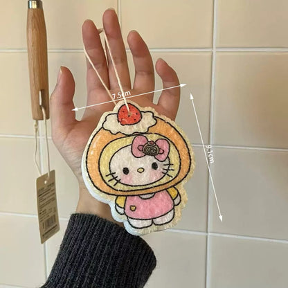Cute Kitty-Shaped Wood Pulp Dishwashing Sponge