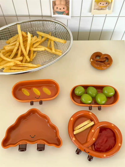 Smiling Bread-Shaped Ceramic Dipping Dish