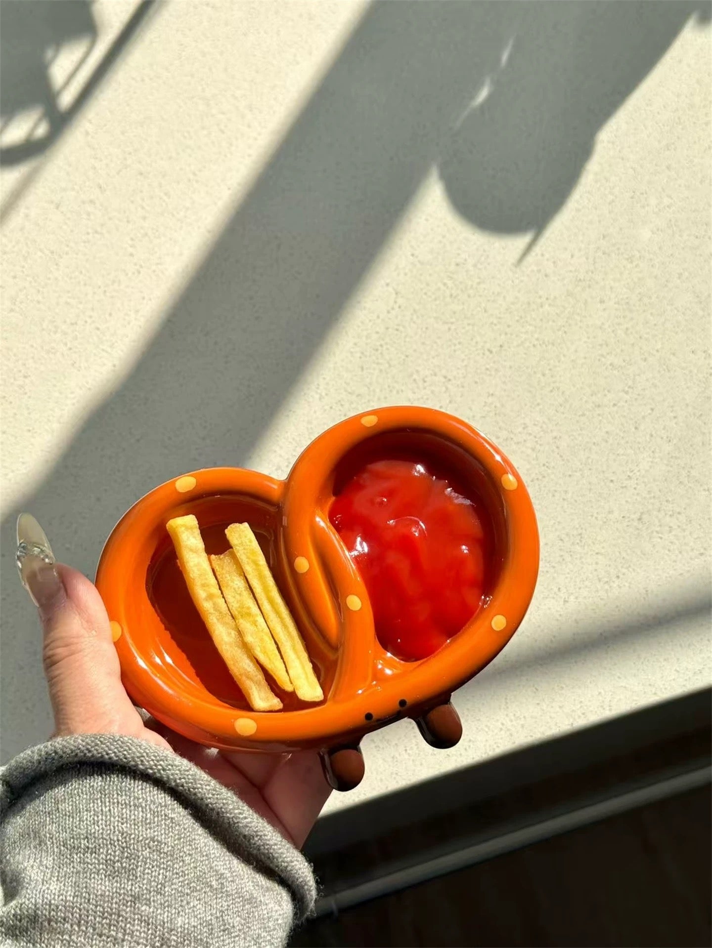 Smiling Bread-Shaped Ceramic Dipping Dish