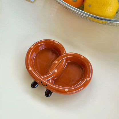 Smiling Bread-Shaped Ceramic Dipping Dish