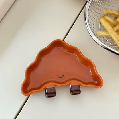 Smiling Bread-Shaped Ceramic Dipping Dish