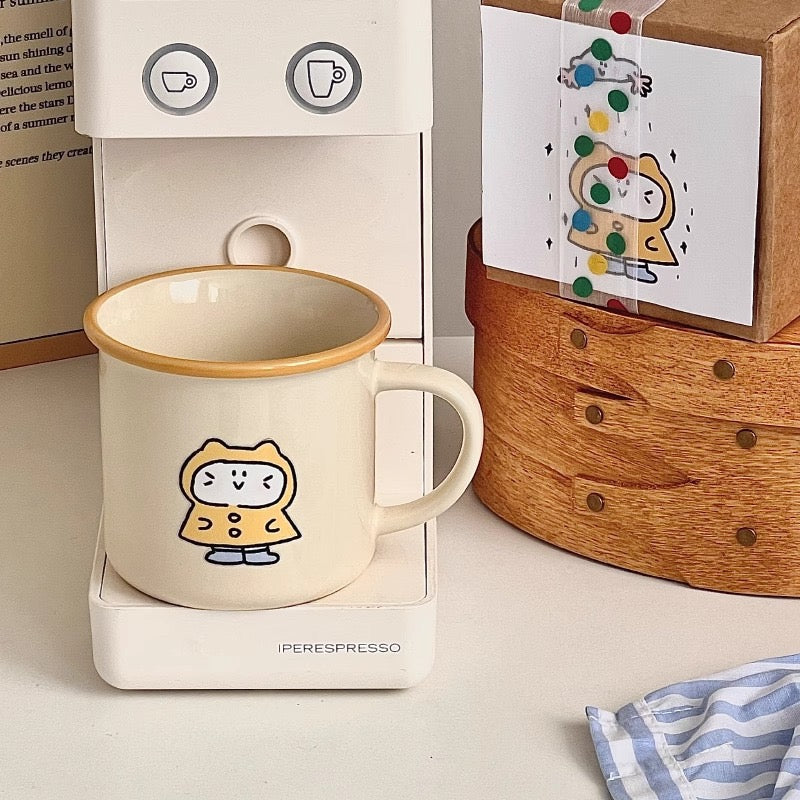 Butter Yellow Raincoat Cat Mug