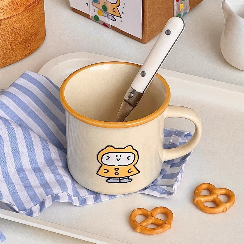 Butter Yellow Raincoat Cat Mug